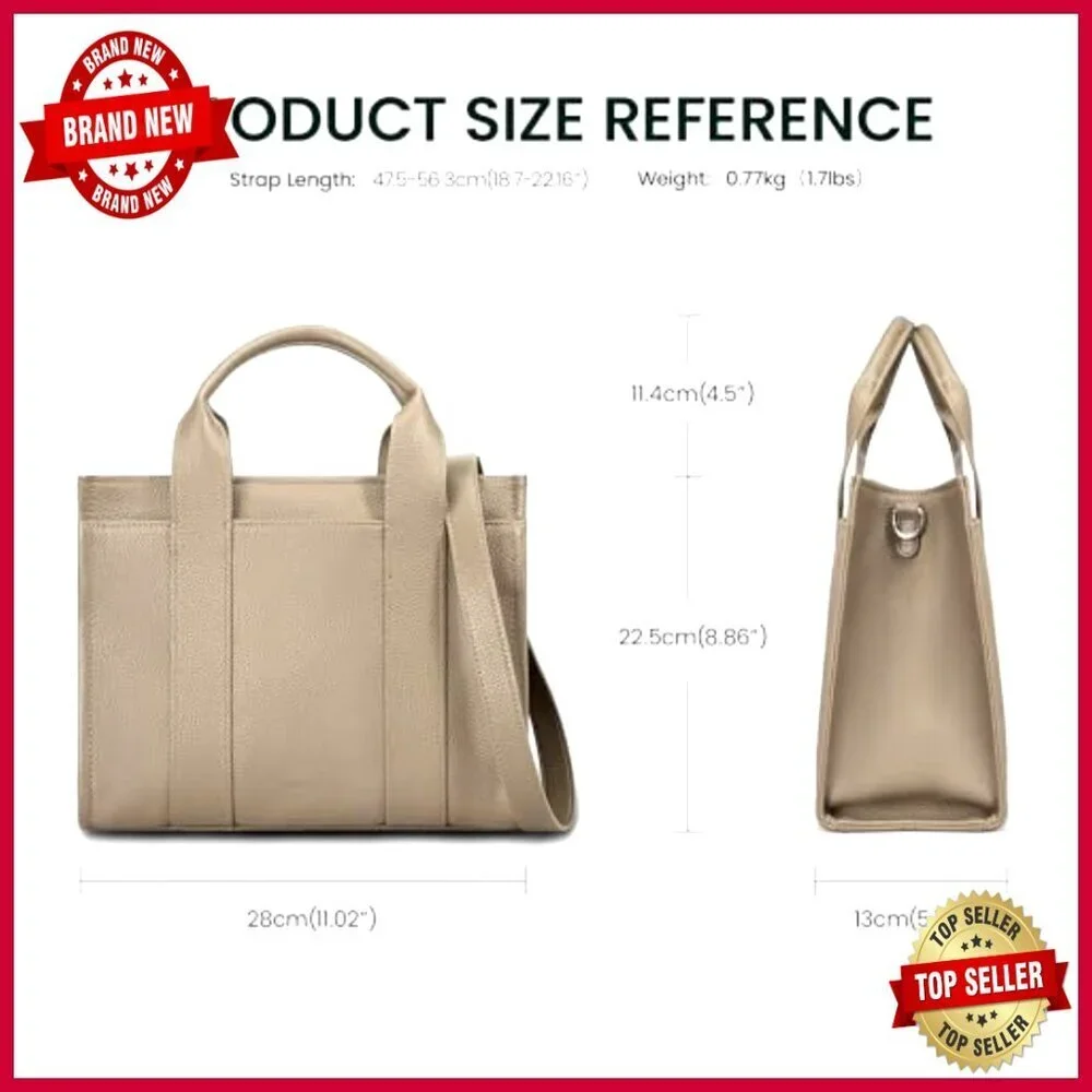 Genuine Leather Tote Satchel Crossbody Bag RFID Pockets Lightweight